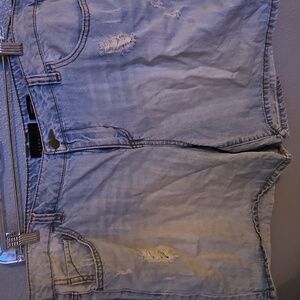 Light Blue Distressed Denim Shorts